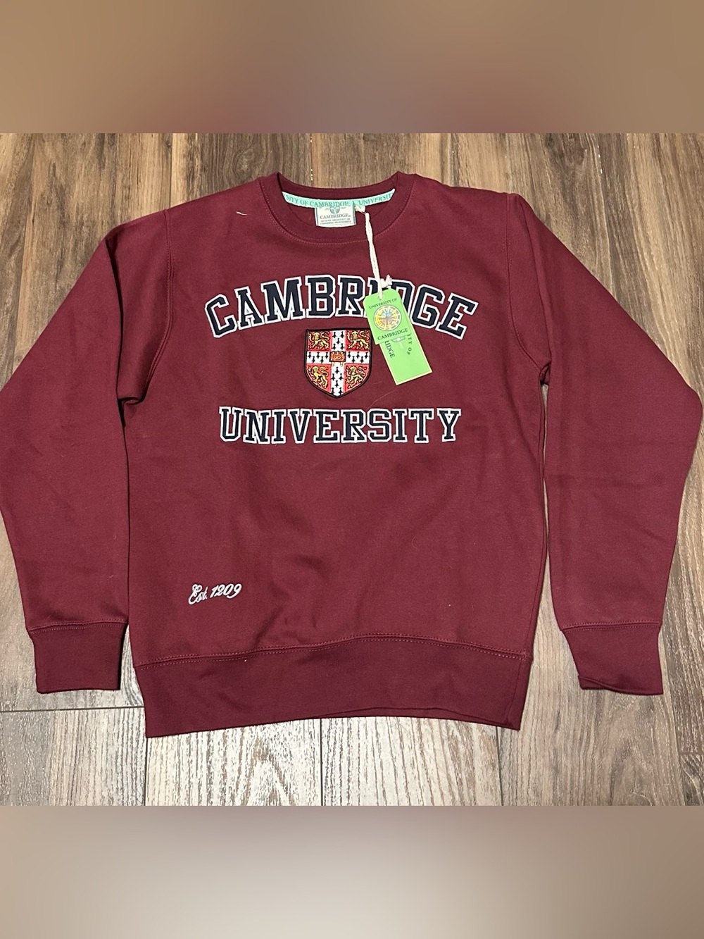 New Official University Of Cambridge Long Sleeve Crew Neck Pullover Hoodie S NWT
